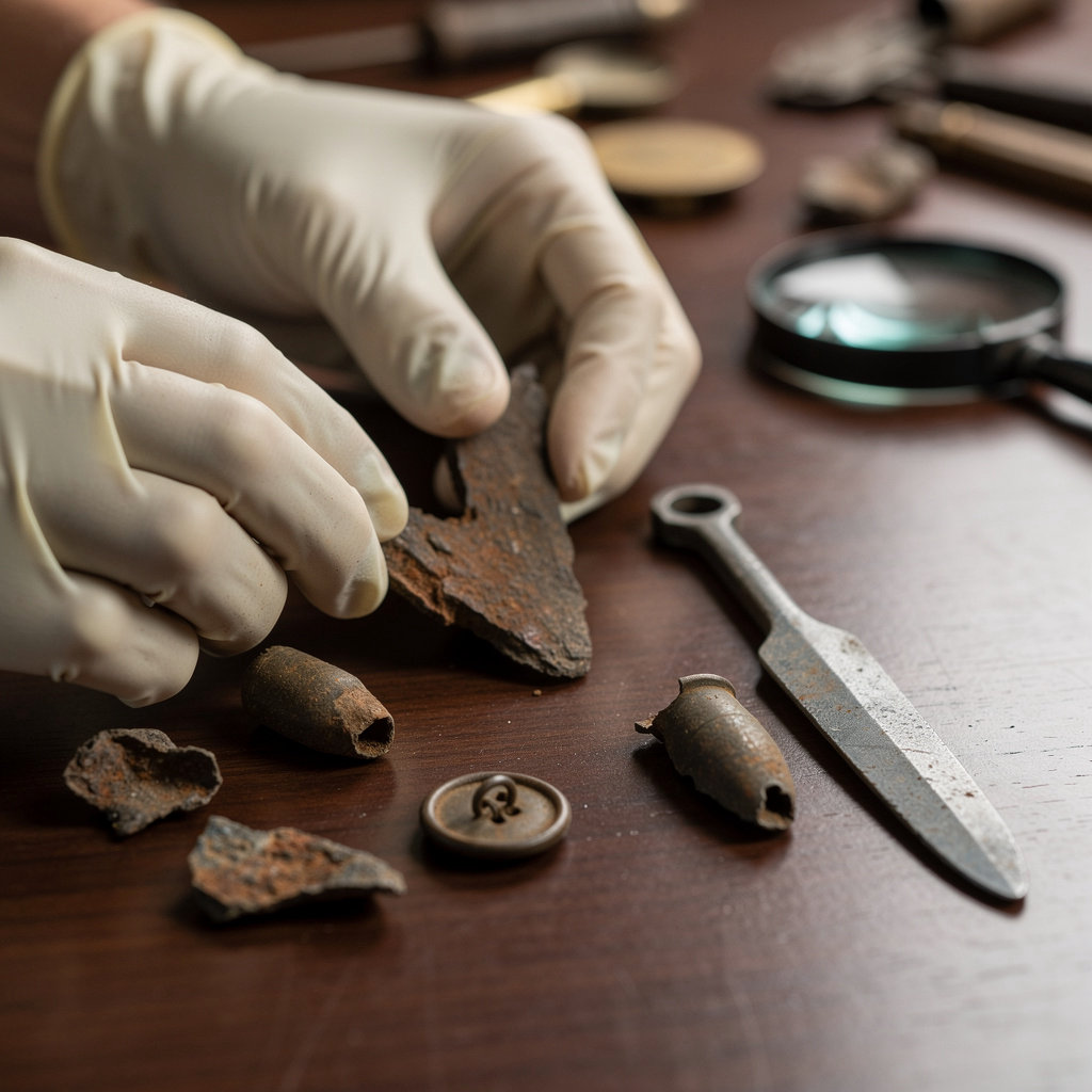 Warfinds curated WW2 relics collection - authentic coins, medals, buttons and tools from European battlefields