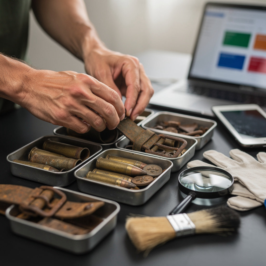 Warfinds WW2 relics marketplace - authentic coins, medals, buttons and tools from European battlefields